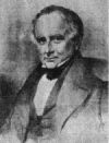 An engraved portrait of an older man in a high collar and dark coat.